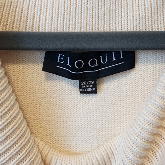 NWT - Eloquii Sweater Dress Women 26/28 Maxi Funnel Neck Ivory Cream with Belt - Picture 5 of 6